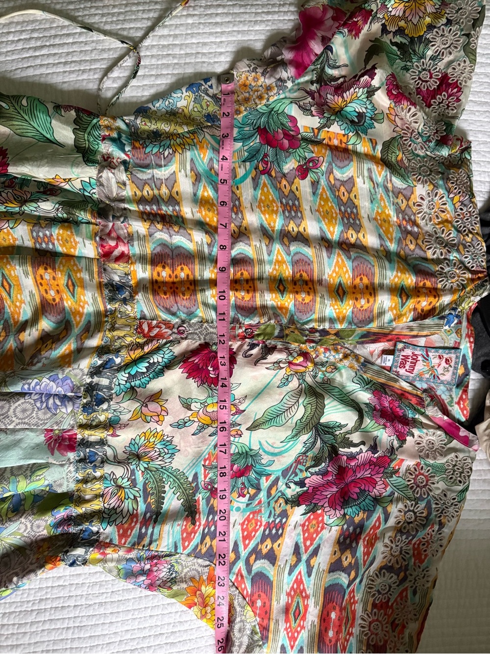 Johnny Was Floral Patchwork Midi Dress in Cream, Yellow, Green, Pink - Picture 5 of 10